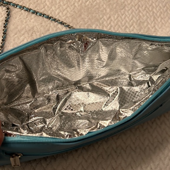 PrimeWare Wine Purse Cross Body Design Aqua Blue Insulated - Picture 3 of 5